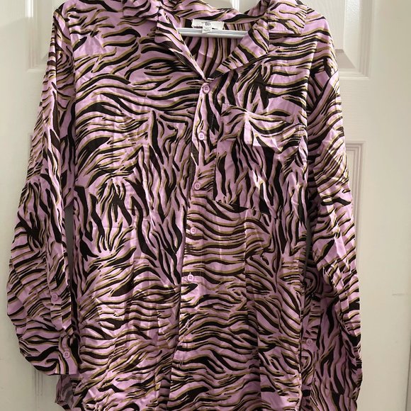 Bp. Be Proud By Bp. Print Button-up Shirt In Pink Bouquet Retro Zebra - Picture 2 of 3